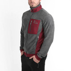 Anemone Full Zip Polar // Gray Melange + Claret Red (2XL)