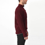 Alpha Half Zipped Polar Fleece Sweater // Claret Red + Oil (S)