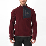 Alpha Half Zipped Polar Fleece Sweater // Claret Red + Oil (S)