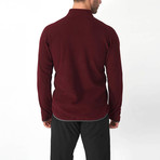 Alpha Half Zipped Polar Fleece Sweater // Claret Red + Oil (S)