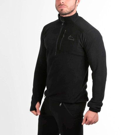 Alpha Half Zipped Polar Fleece Sweater // Black (S)