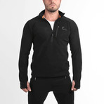 Alpha Half Zipped Polar Fleece Sweater // Black (S)