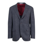 Brunello Cucinelli // Glen Plaid Cashmere 3 Roll 2 Sport Coat // Gray (Euro: 56)