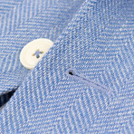 Pal Zileri Sartoriale Blue Label // Herringbone Hemp Sport Coat // Blue + Free Kiton Pocket Square (Euro: 50)