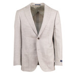 Pal Zileri // Woven Wool Blend 2 Button Sport Coat // Beige + Free Kiton Pocket Square (Euro: 46)