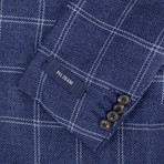 Pal Zileri Sartoriale Blue Label // 2 Button Windowpane Sport Coat // Blue // Free Kiton Pocket Square (US: 52R)