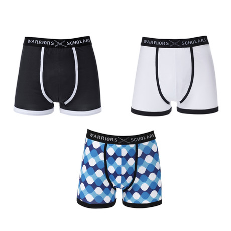 Wix Moisture Wicking Boxer Brief // Black + White + Blue // Pack of 3 (S)