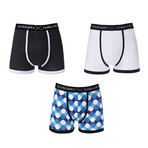 Wix Moisture Wicking Boxer Brief // Black + White + Blue // Pack of 3 (L)