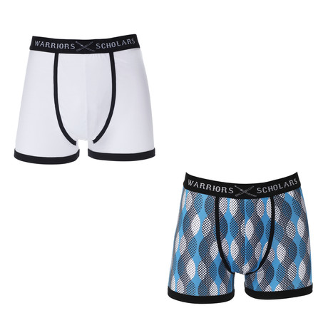 Journey Moisture Wicking Boxer Brief // Pack of 2 // White + Blue (S)