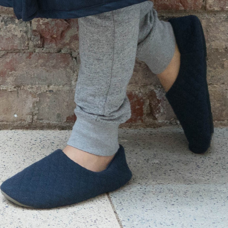 Quilted Slippers // Navy (Xsmall)