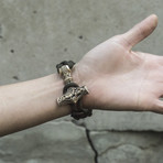 Big Bronze Thor's Hammer + Olive Paracord Bracelet (6"L)