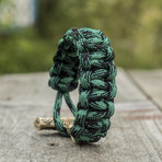 Big Bronze Thor's Hammer + Green Paracord Bracelet (6"L)