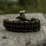 Big Bronze Thor's Hammer + Olive Paracord Bracelet (6"L)