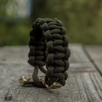 Big Bronze Thor's Hammer + Olive Paracord Bracelet (6"L)