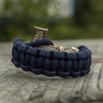 Big Bronze Thor's Hammer + Purple Paracord Bracelet (6"L)