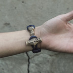 Big Bronze Thor's Hammer + Purple Paracord Bracelet (6"L)