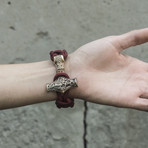 Big Bronze Thor's Hammer + Red Paracord Bracelet (6"L)