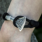 Paracord Bracelet + Silver Viking Axe // Black (6"L)