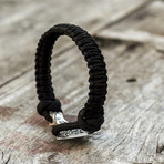 Paracord Bracelet + Silver Viking Axe // Black (6"L)