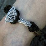 Paracord Bracelet + Silver Viking Axe // Coyote (6"L)