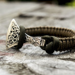 Paracord Bracelet + Silver Viking Axe // Coyote (6"L)