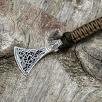 Paracord Bracelet + Silver Viking Axe // Coyote (6"L)