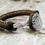 Paracord Bracelet + Silver Viking Axe // Coyote (6"L)