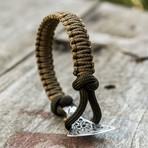 Paracord Bracelet + Silver Viking Axe // Coyote (6"L)