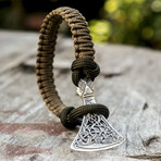 Paracord Bracelet + Silver Viking Axe // Coyote (6"L)