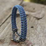 Paracord Bracelet + Silver Viking Axe // Blue (6"L)