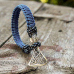 Paracord Bracelet + Silver Viking Axe // Blue (6"L)