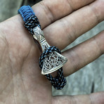 Paracord Bracelet + Silver Viking Axe // Blue (6"L)