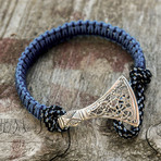 Paracord Bracelet + Silver Viking Axe // Blue (6"L)