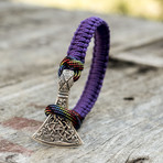 Paracord Bracelet + Silver Viking Axe // Purple (6"L)