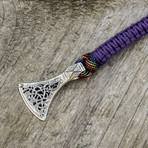 Paracord Bracelet + Silver Viking Axe // Purple (6"L)