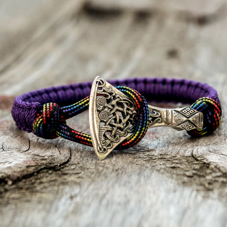 Paracord Bracelet + Silver Viking Axe // Purple (6"L)