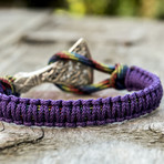 Paracord Bracelet + Silver Viking Axe // Purple (6"L)