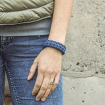 Paracord Bracelet + Big Sterling Silver Thor's Hammer // Blue (6"L)