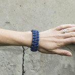 Paracord Bracelet + Big Sterling Silver Thor's Hammer // Blue (6"L)