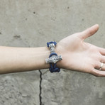 Paracord Bracelet + Big Sterling Silver Thor's Hammer // Blue (6"L)