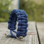 Paracord Bracelet + Big Sterling Silver Thor's Hammer // Blue (6"L)