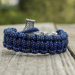 Paracord Bracelet + Big Sterling Silver Thor's Hammer // Blue (6"L)