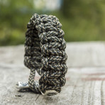 Paracord Bracelet + Big Sterling Silver Thor's Hammer // Olive (6"L)