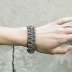 Paracord Bracelet + Big Sterling Silver Thor's Hammer // Olive (6"L)