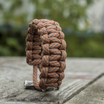 Paracord Bracelet + Big Sterling Silver Thor's Hammer // Beige (6"L)