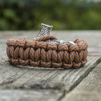 Paracord Bracelet + Big Sterling Silver Thor's Hammer // Beige (6"L)