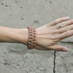 Paracord Bracelet + Big Sterling Silver Thor's Hammer // Beige (6"L)