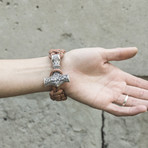 Paracord Bracelet + Big Sterling Silver Thor's Hammer // Beige (6"L)