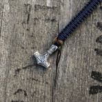 Viking Bracelet + Silver Mjolnir // Blue + Colored (6"L)