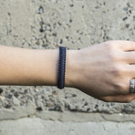 Viking Bracelet + Silver Mjolnir // Blue + Colored (6"L)